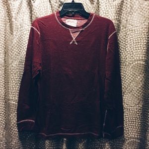 men’s maroon thermal style long sleeve shirt